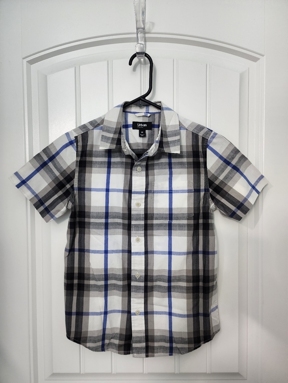 Urban Pipeline Plaid Short-Sleeve Button-Down Shirt, Big Boys Size Medium